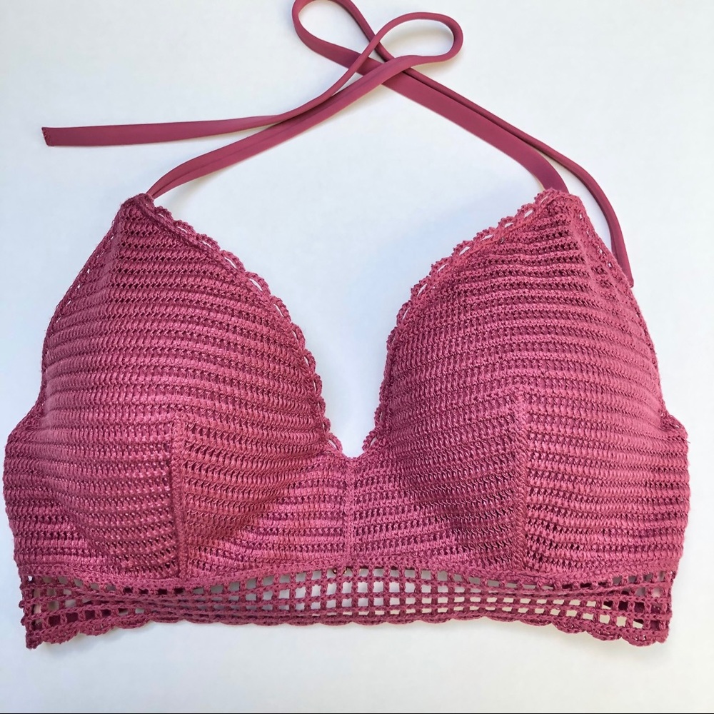 Shade & Shore Mauve Pink Crochet Bikini Top
